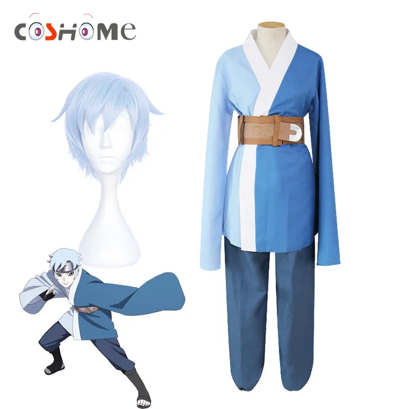 Coshome Boruto Naruto Shippuden Mitsuki, синие парики, костюмы для косплея, кимоно, костюмы для Хэллоуина, вечерние синие топы и штаны