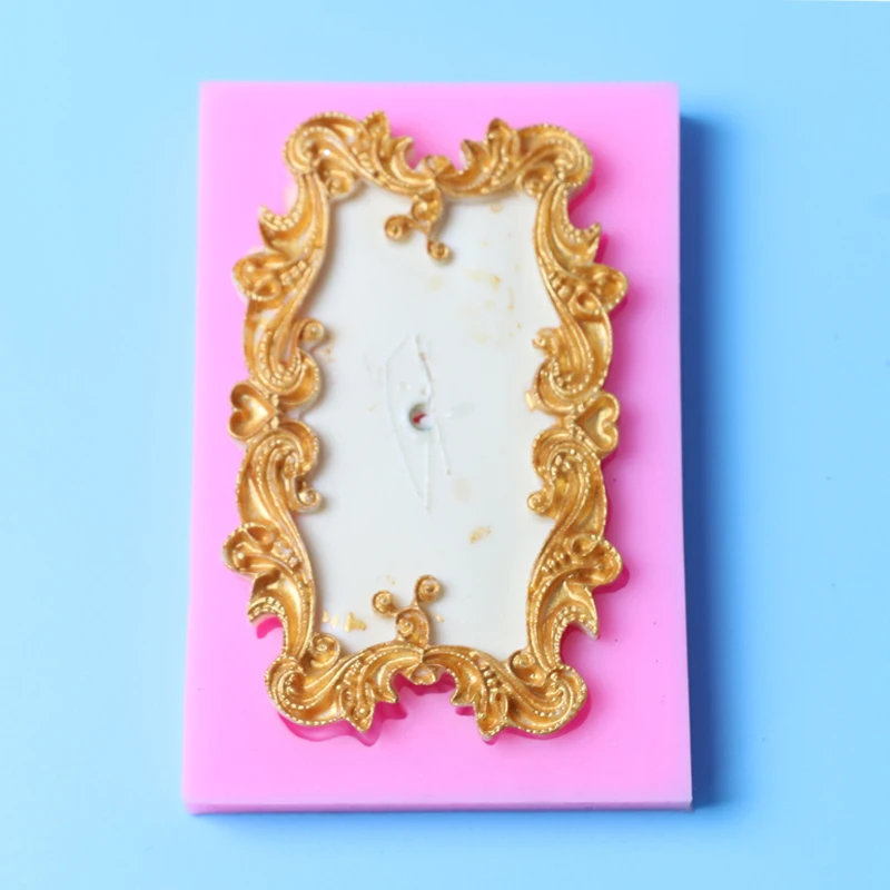 Рамка фото зеркало кружева цветок силиконовая форма помадка Gumpaste шоколадная для
