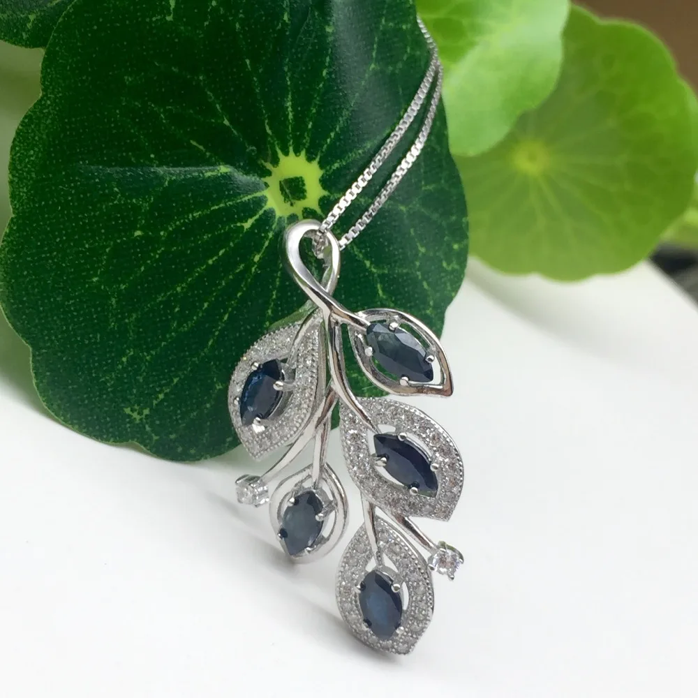 KJJEAXCMY boutique jewels 925 серебро инкрустировано природными листьями женский кулон с