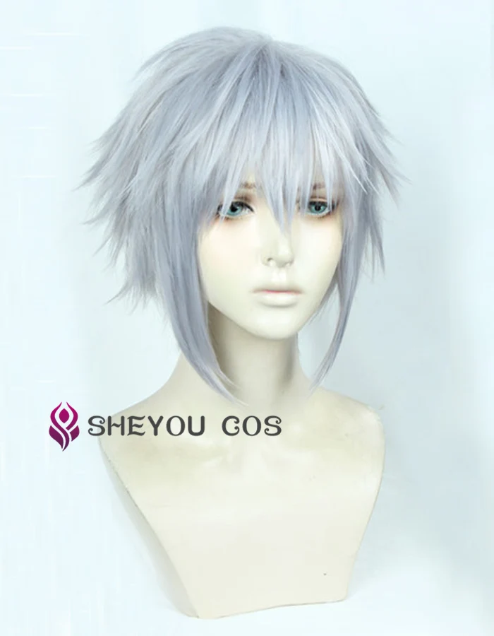 Парик для косплея Riku Game KINGDOM HEARTS 3 серый термостойкие синтетические волосы