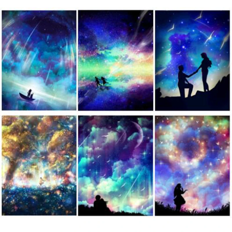 

Diamond Embroidery Starry sky DIY Full Square Drill Diamond Painting Landscape Rhinestone Mosaic Painting