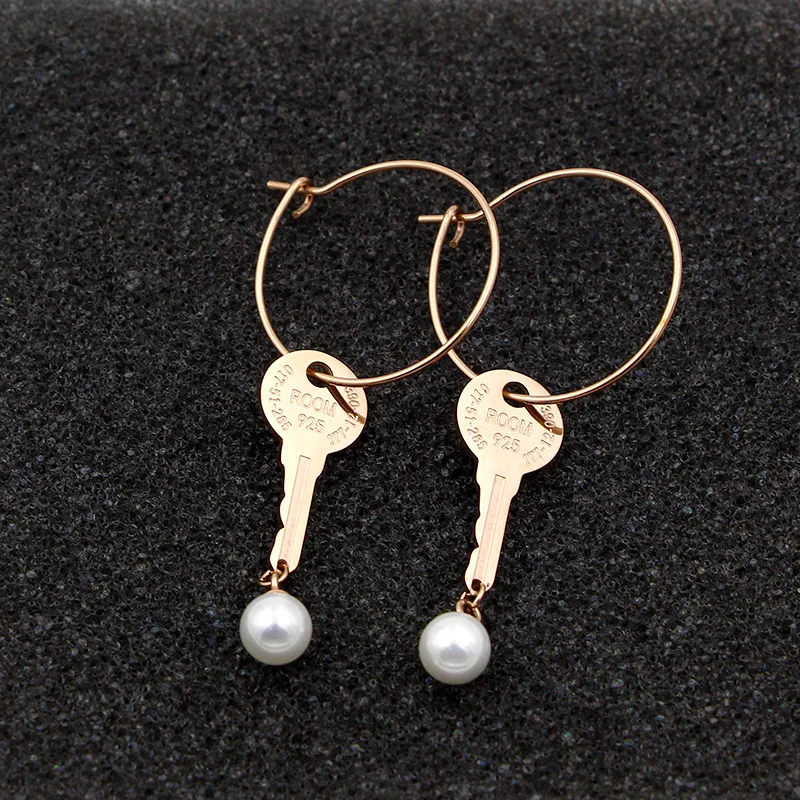 Уникальный дизайн в форме ключа с жемчужным крючком женские серьги-Крючки цвета