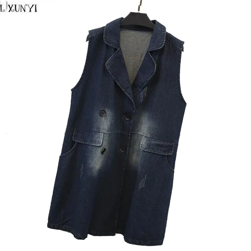 Женский джинсовый жилет LXMSTH повседневный облегающий без рукавов с двойным слоем