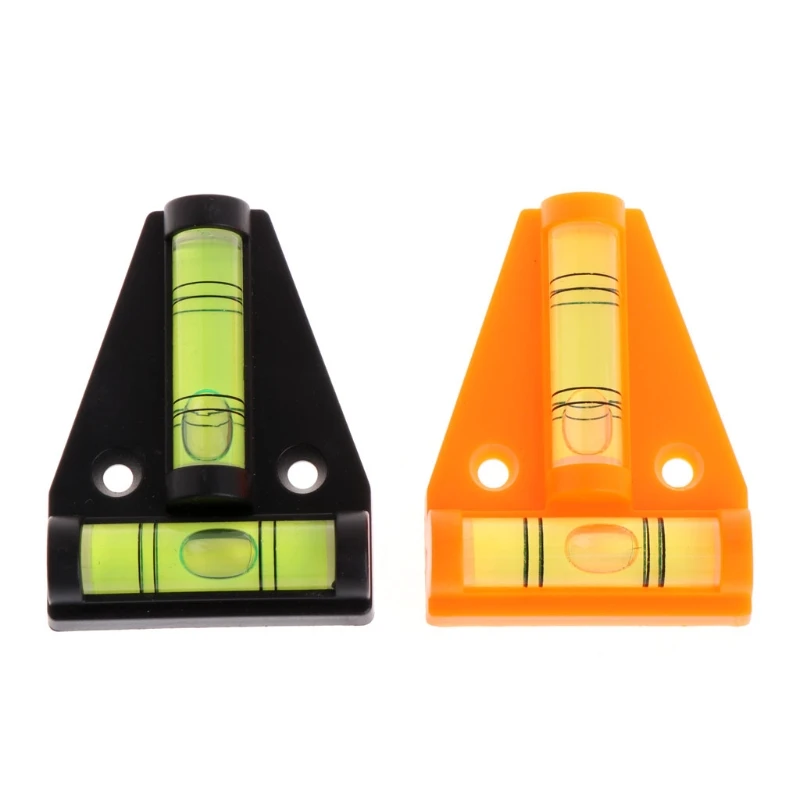 

T Type Bubble Spirit Level Measuring Device Triangular Plastic Indicator Black/Orange L15