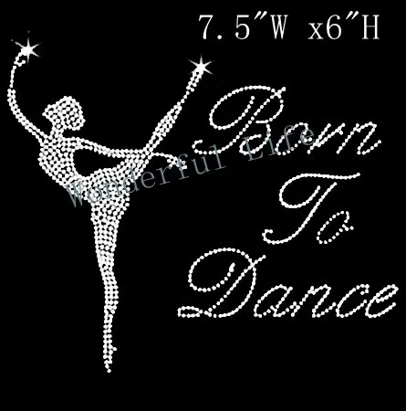 Бесплатная доставка Рожденный в танцы с женским утюгом на Стразы|dance iron on transfers|dance