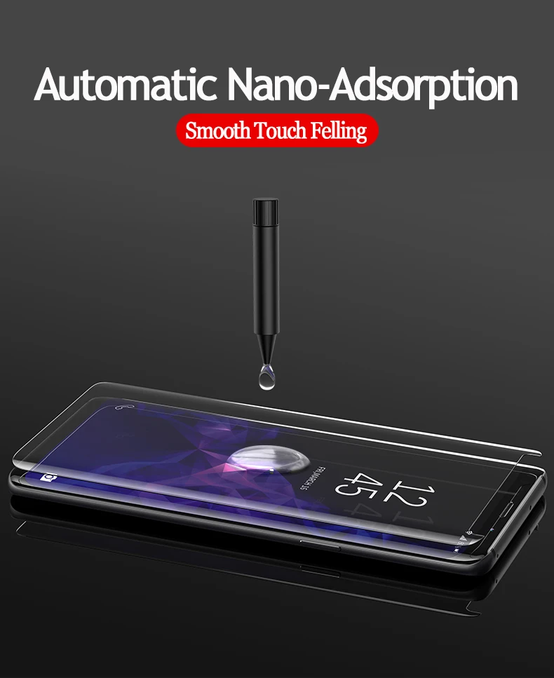 Протектор экрана для Samsung Note 8 Note 9 изогнутая жидкость для экрана Полный Клей закаленное стекло для Galaxy S7 Edge S8 S9 Plus УФ свет
