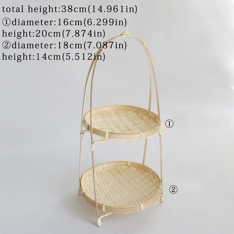 TW050round38cm Бамбуковые плетеные корзины для хранения продуктов ручной работы, домашнее украшение стола, корзина для посуды для кухни, съемный хлебный органайзер для фруктов чехол - Цвет: TW050round38cm