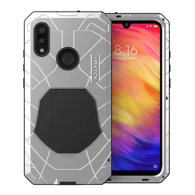 Для Xiaomi Mi Redmi Note 7 Чехол для Телефона Жесткий Алюминиевый металлический закаленное стекло Защита экрана сверхпрочный чехол для Redmi Note 7 Pro