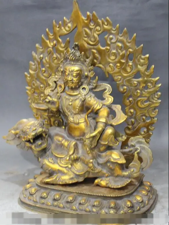 

Free shipping S01940 14" Tibet Buddhism Bronze Gold Gilt Yellow Jambhala Vajravarahi Buddha Statue