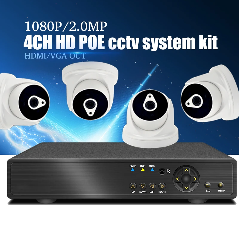 YiiSPO 4CH POE Комплект системы видеонаблюдения 1080 P IP Камера Крытый ИК Ночное Видение