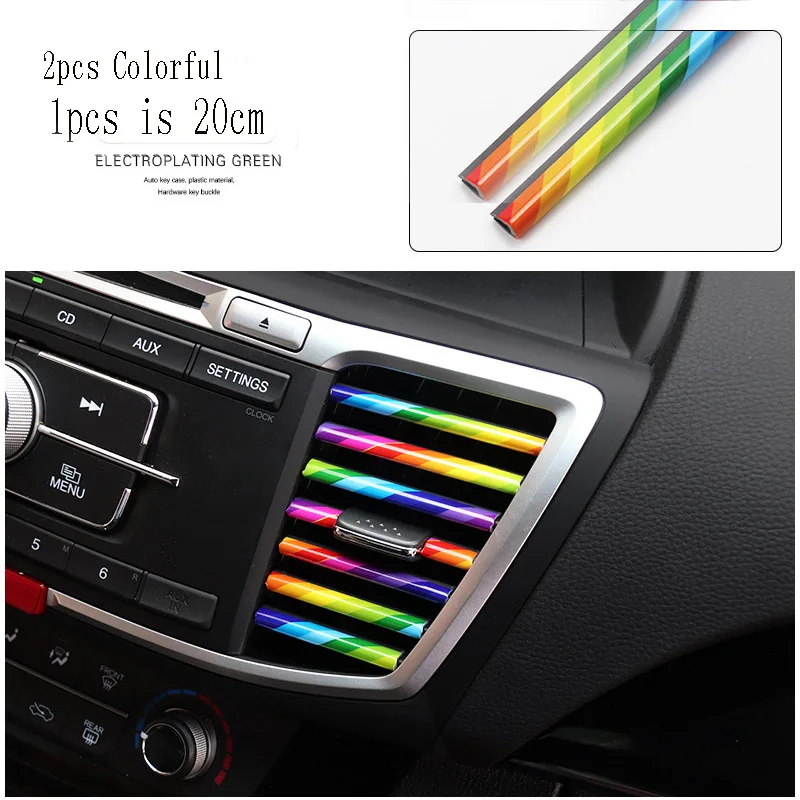 2pcs Colorful 2 шт. 20 см хромированная Автомобильная Декоративная полоса для сиденья Леон льбиза Skoda Octavia a5 A7 2 Rapid Kodiaq hyundai Accent Solaris - Название цвета: 2pcs Colorful