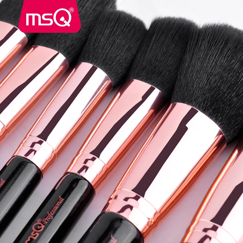 Набор профессиональных кистей для макияжа MSQ розовое золото двухсторонняя