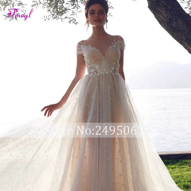 Vestido de Noiva со звездами и кружевом развертки Поезд Русалка свадебное платье 2019