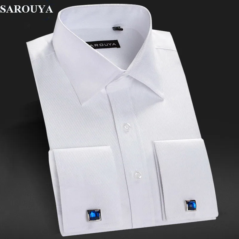 SAROUYA мужские белые французские манжеты платье рубашка с запонками рубашки