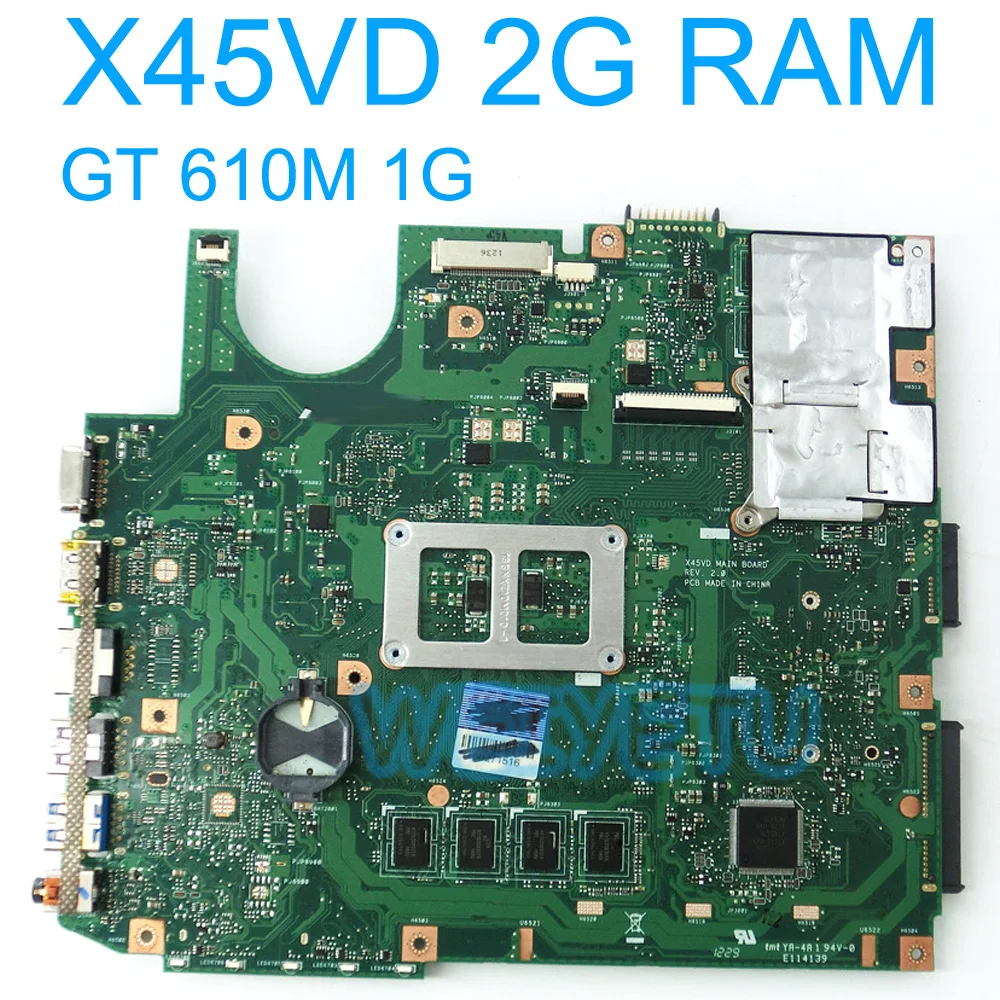 Материнская плата X45VD с 2 Гб ОЗУ HM70 для ASUS X45V материнская ноутбука GT610M 1G REV 0 100%