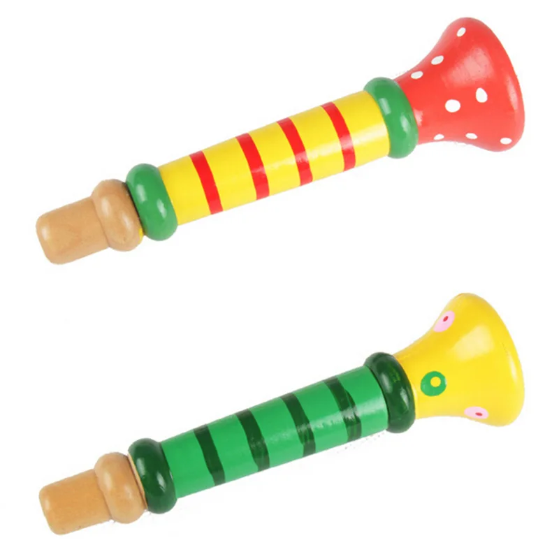 Baby Puzzle Wooden Trumpet Wind Instrument Toy Children's Day Gift Colorful Developmental Toy For Kids And Children Music Toys