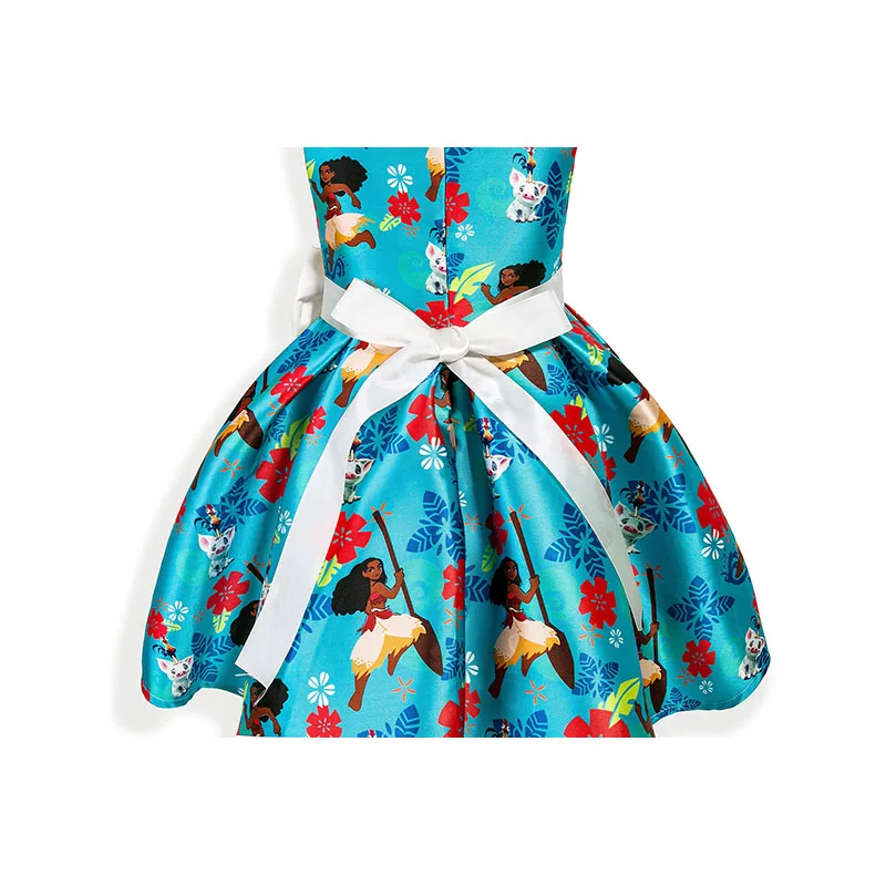Kids Summer Girls Sleeveless Princess Cartoon Dresses Print Floral Bow Dress Party Prom Wedding Clothes 2 4 6 7 8 9 10 Years |
