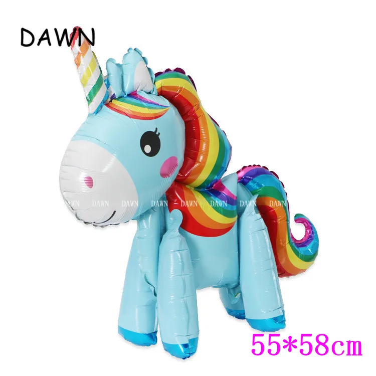 55x58cm Standing 3 3D DIY мультфильм алюминиевая фольга Единорог шар День рождения детей день рождения воздушные шары для украшения вечеринок Детские поминки - Цвет: 55x58cm Standing 3