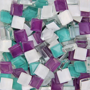 purple white green Цветные квадратные мозаичные бусины 200 шт. стеклянная мозаичная плитка мраморная камни самодельный фонарь ваза легкий коврик ремесла свадебный садовый орнамент - Цвет: purple white green