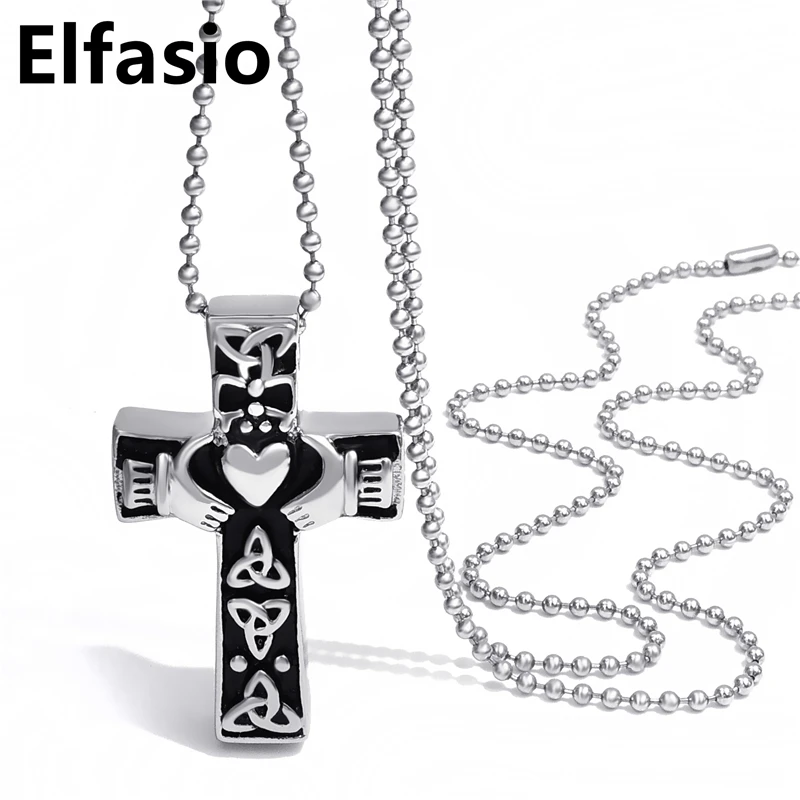 Кельтский кладагский крест Ирландское сердце женская подвеска из нержавеющей