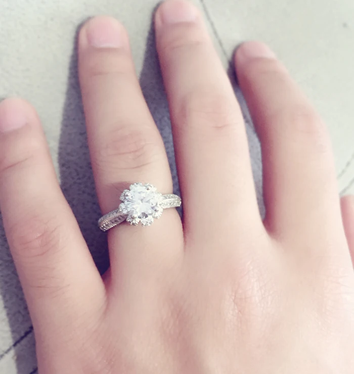 Romantic Queen Caroline Engagement Ring Solid 925 Sterling Silver Jewelry 2 Carat CZ Diamant Wedding Rings for Women ZR200 | Украшения и
