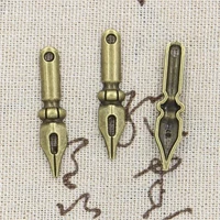 15pcs charms vintage ink nib pen 32x7mm antique making pendant fitvintage tibetan bronze silver colordiy handmade jewelry