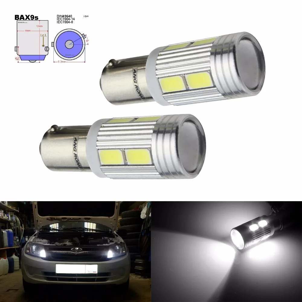 Светодиодный фонарь ANGRONG 10x BAX9s H6W 10 SMD 433 434 стояночный боковой светильник белый