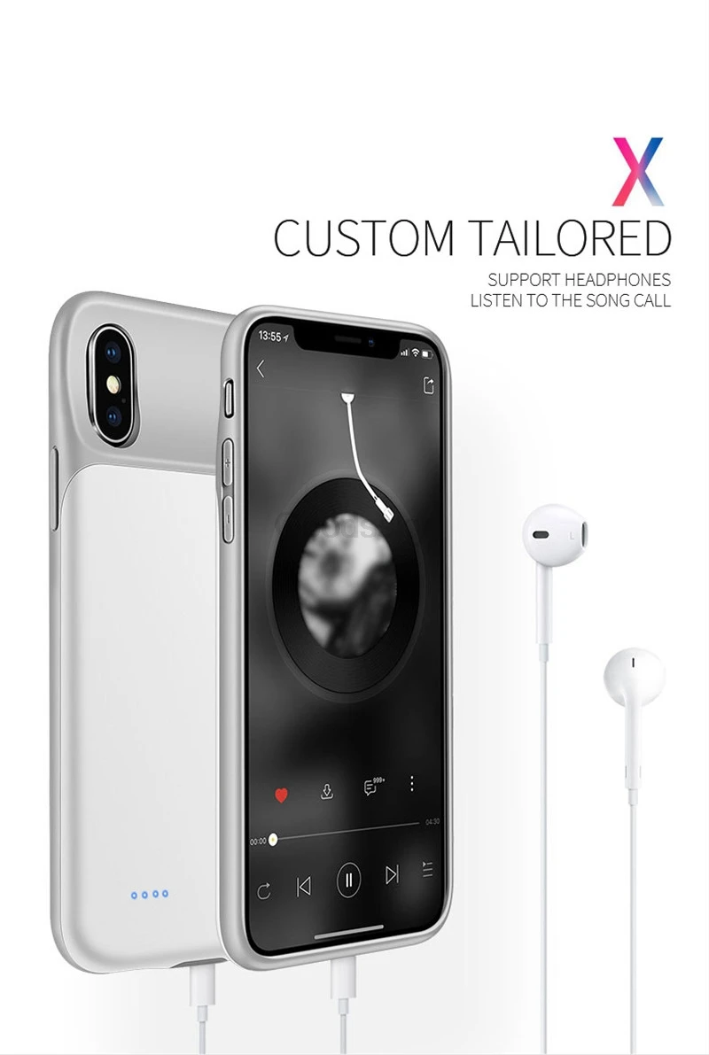 Тонкий чехол для аккумулятора для iPhone XS X, запасной внешний аккумулятор, зарядное устройство, чехол для iPhone 6, 6 S, 7, 8 Plus, чехол для зарядки, задняя крышка