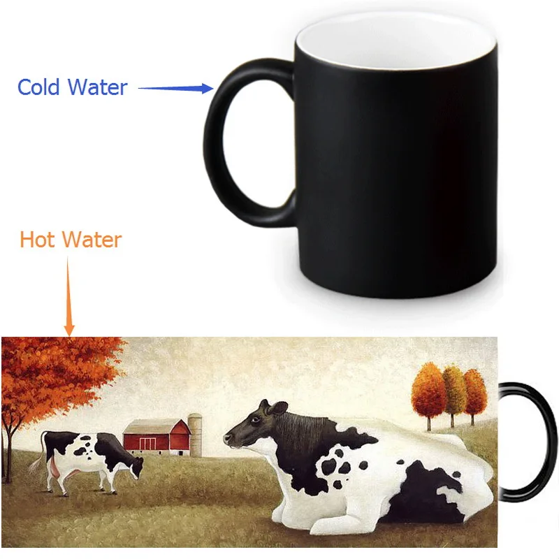 Термочувствительные кофейные кружки цветные для холодной и горячей смены 350 мл/12