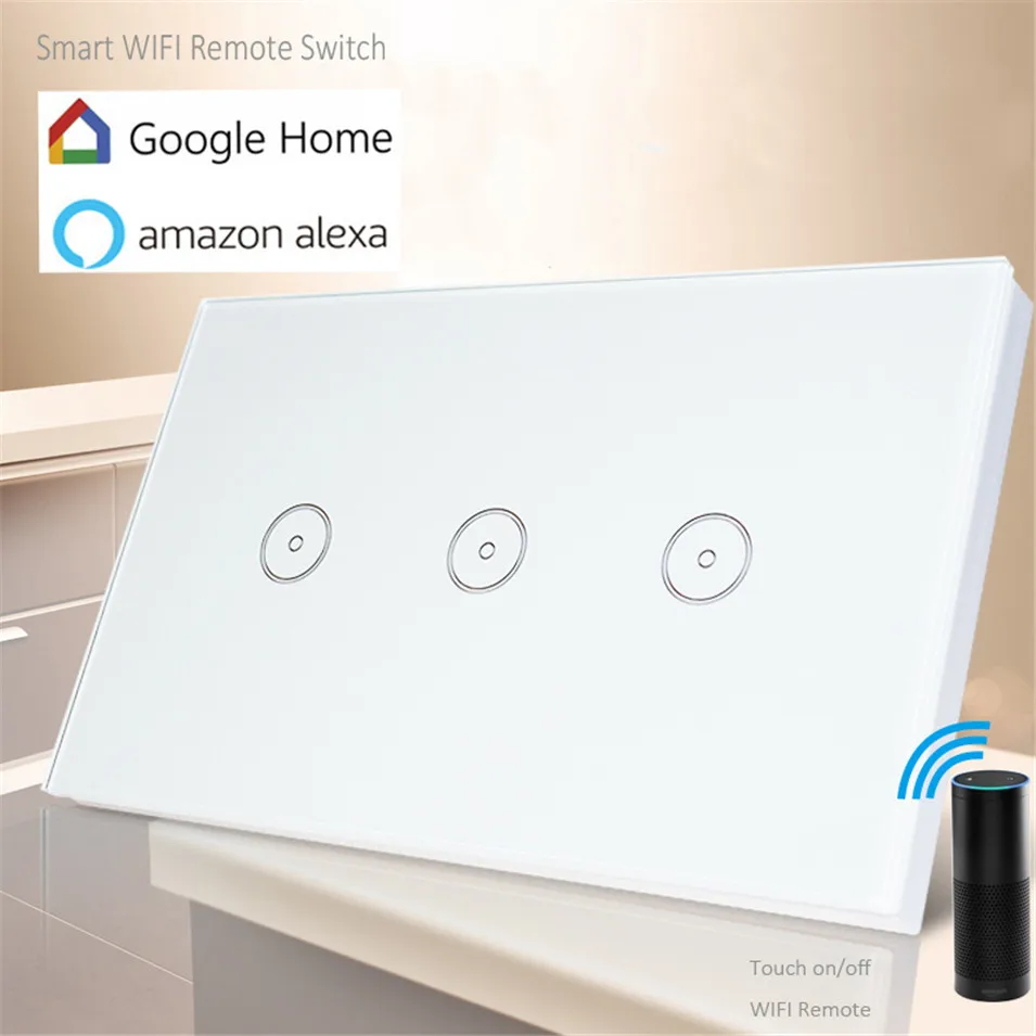 Умный Wi Fi переключатель американского стандарта 10 А/комплект 3 клавиши 1 канал