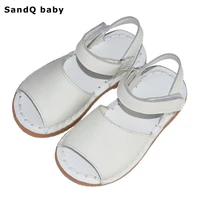 girls sandals 2022 new summer genuine leather children sandals for girls hand sewing plain kids sandals soft sole girls shoes