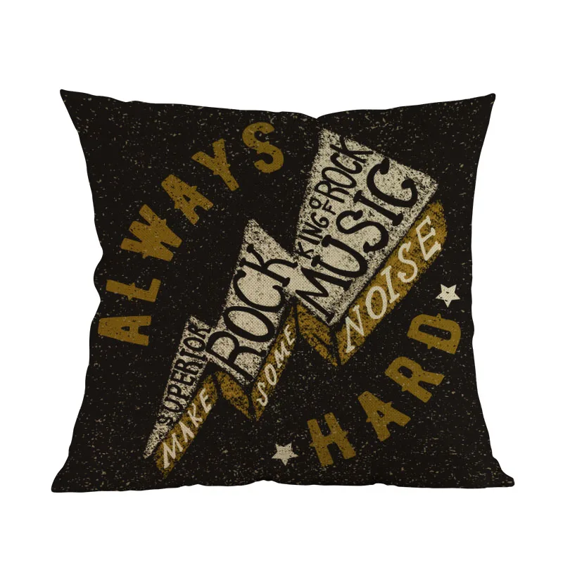 Classical Rock And Roll In Western Motorcycle Guitar Wings Hard Rebellious Letters PillowCase Home Decorative Cushion Cover | Дом и сад