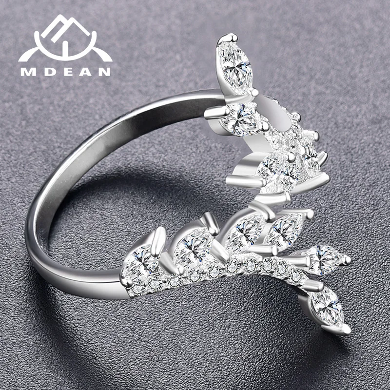 Женские кольца MDEAN из белого золота с фианитом AAA для помолвки и свадьбы размеры 6 7