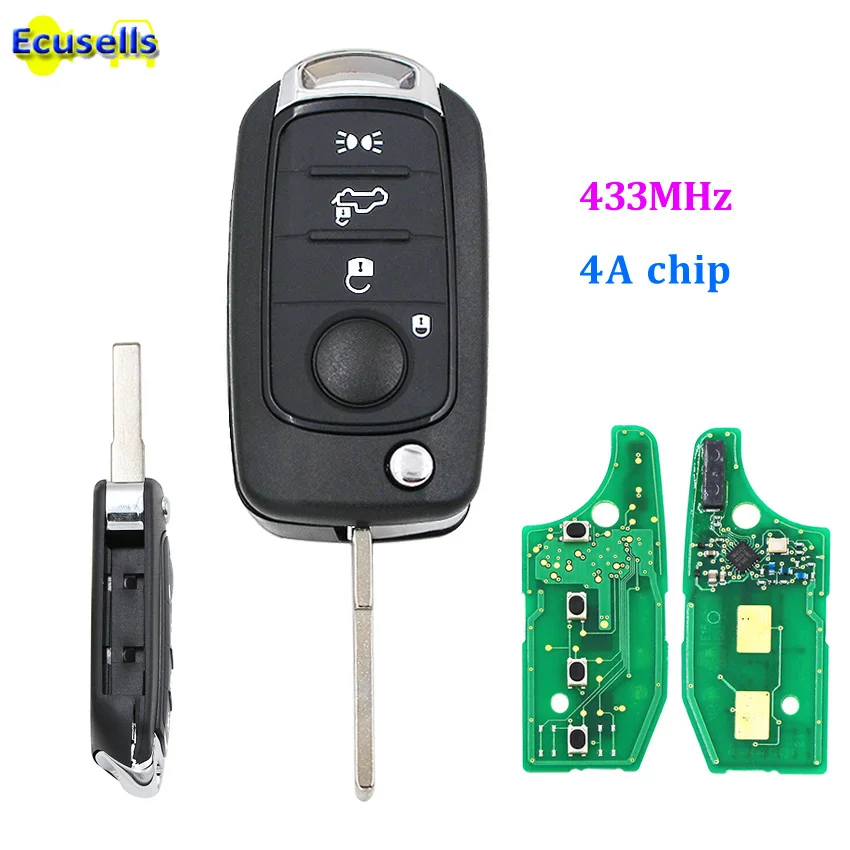 Folding flip Remote Key 4 button 433MHz with 4A chip For Fiat Egea Tipo 500X uncut SIP22 blade | Автомобили и мотоциклы
