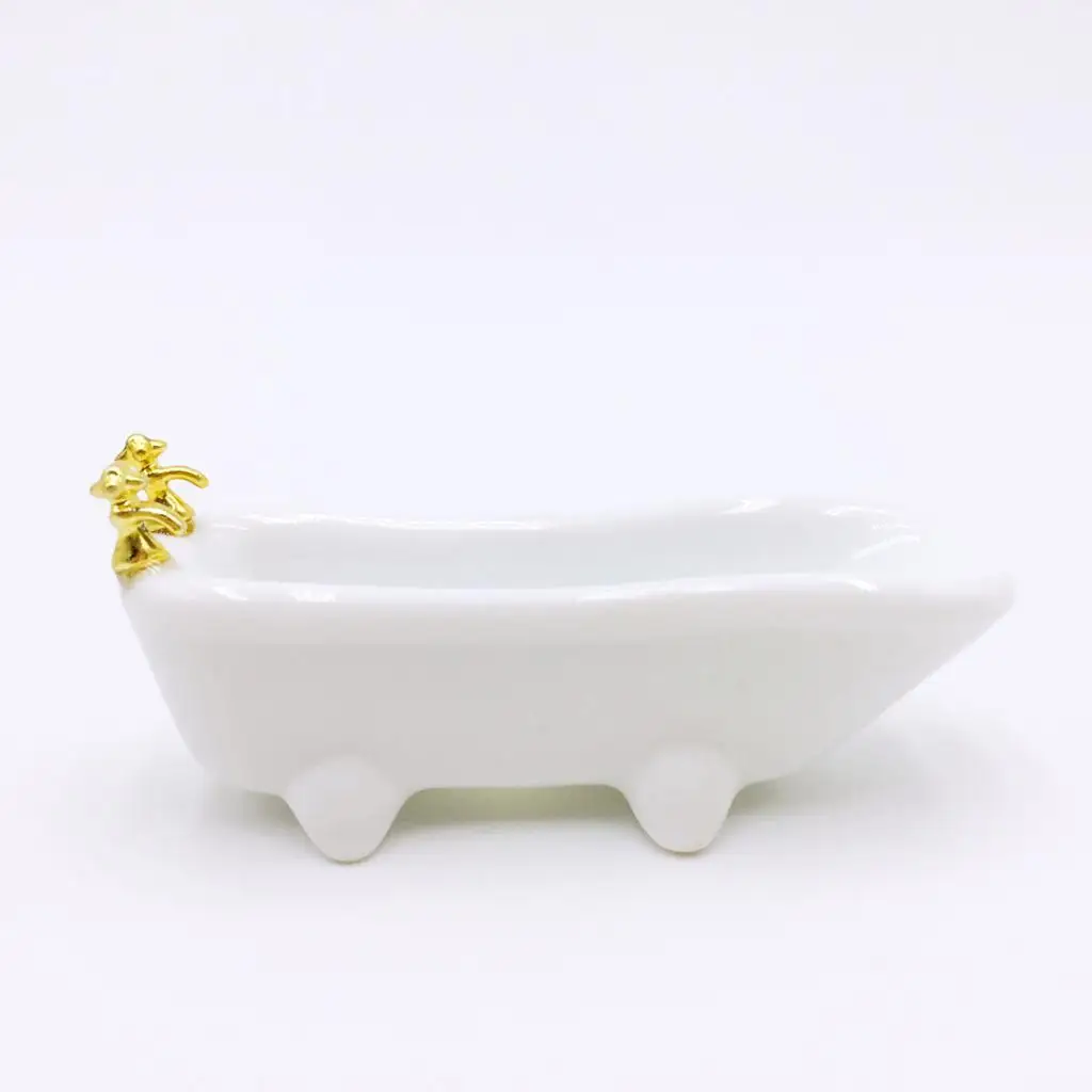 White 1/24 яркий миниатюрный набор для ванной комнаты кукольный домик керамическая Ванна Туалет умывальник Кукла фарфоровая Ванна - Цвет: White