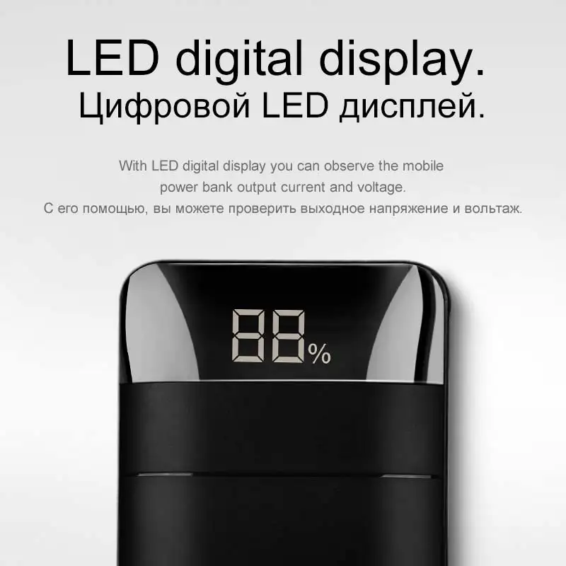 HOCO power Bank 10000 мАч Мини двойной USB светодиодный дисплей полимерный внешний