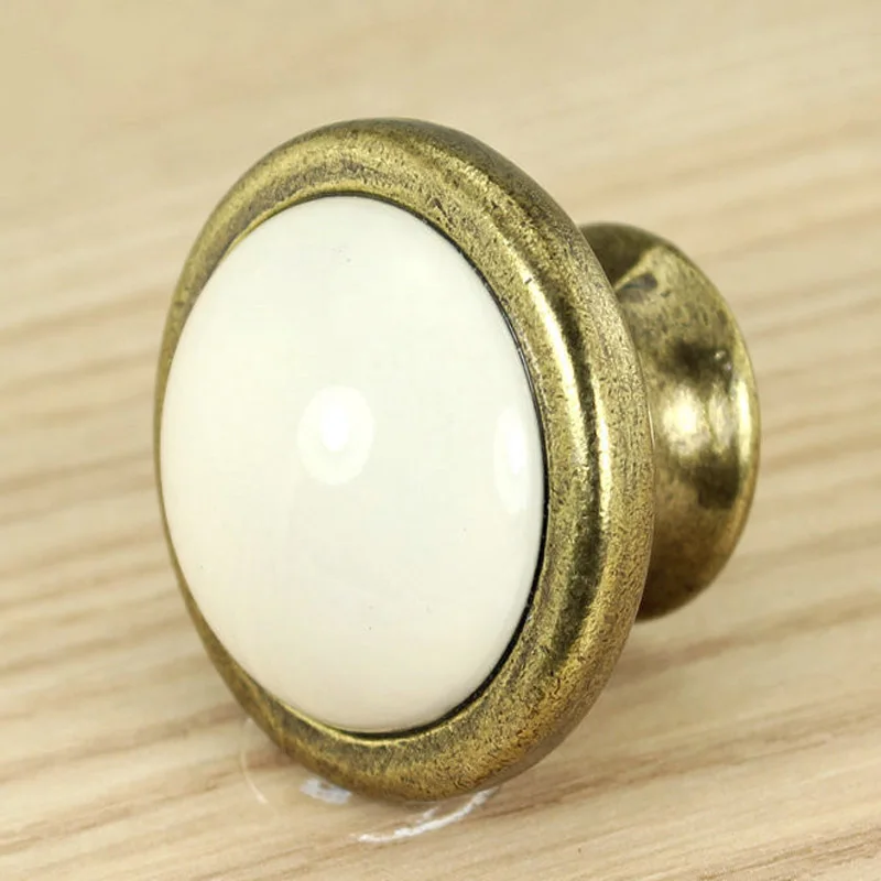 

Simple Milk white single hole ceramic handle European wardrobe door pulls handl American rural cabinet door handle kitchen knobs