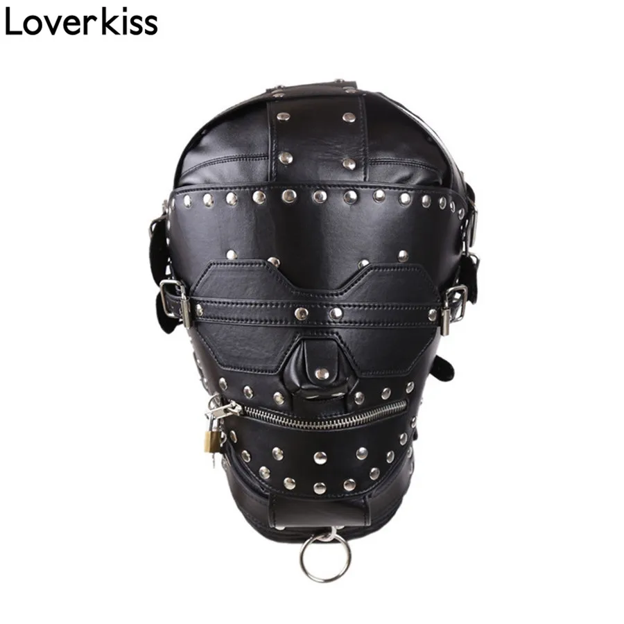 Маска для бондажа Loverkiss маска бандаж из искусственной кожи взрослых|bondage hood|head