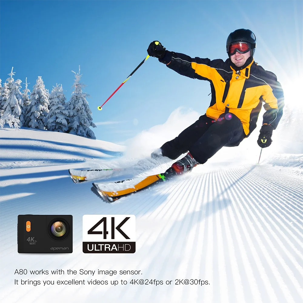 Apeman действие 20 14 12MP Камера 4 К 1080 P WI FI FHD 2.0 дюймов 170D Go ВОДОНЕПРОНИЦАЕМЫЙ PRO Спорт Cam