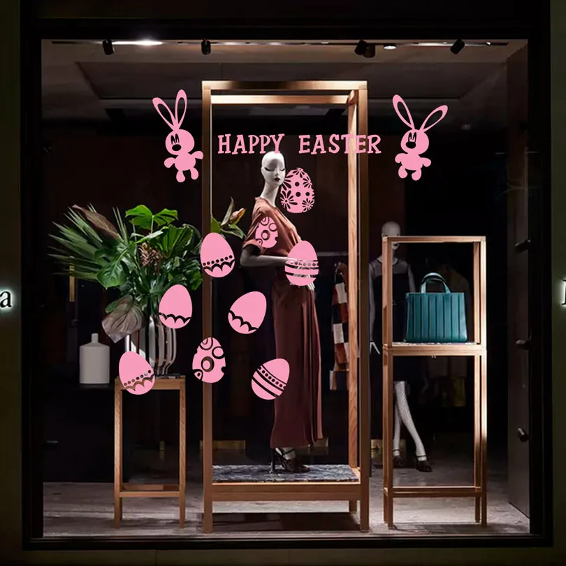 Кролик яйцо Пасхальная Наклейка на стену HAPPLY спальня окно милые наклейки из