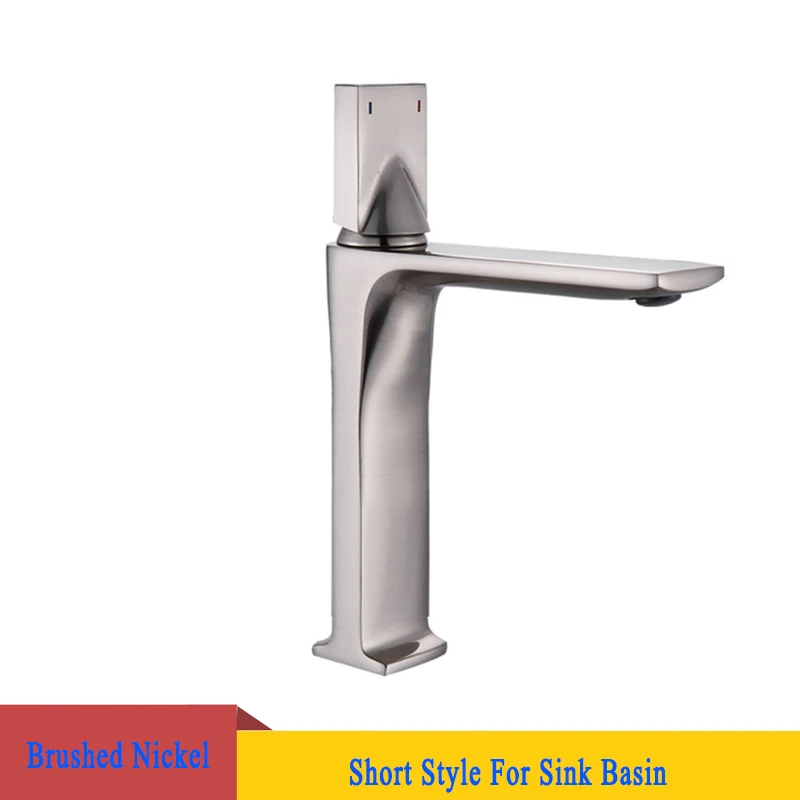 Brushed Nickel Short ORB черный смеситель для раковины многоцветный короткий и высокая корзина кран на бортике с одной ручкой отверстие холодной горячей воды смесителя - Цвет: Brushed Nickel Short