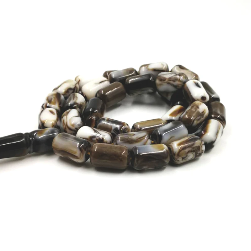 Ислам Четки 33 мусульманские бусины черно-белая Смола Tasbih мастхан молитвенные бусины 10*16 мм Мужские браслеты Misbaha