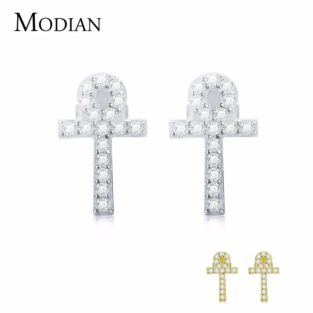 

MODIAN 100% 925 Sterling Silver/Gold Sparkling Cute Lovely Stud Earrings With Clear CZ Jewelry Brincos 2011EAR