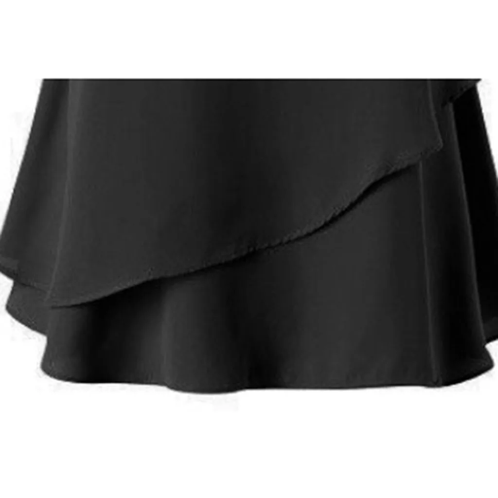 Майка женская однотонная на бретелях пикантный модный топ с двойными оборками