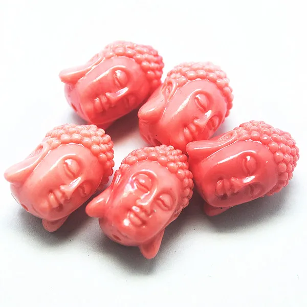 

5pcs Pink Buddha figures beads double face good quality for fashion jewelry making size 15x20mm