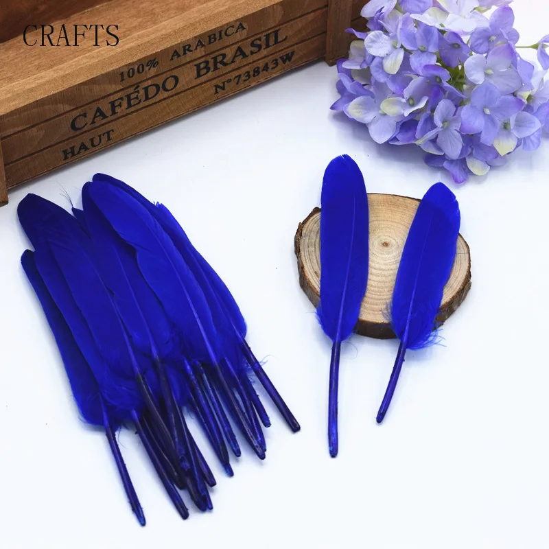 royal blue Хит 20/много красивых утиных перьев 10-15 см/4-6 дюймов DIY аксессуары декоративные части окрашивание и распыление золота - Цвет: royal blue