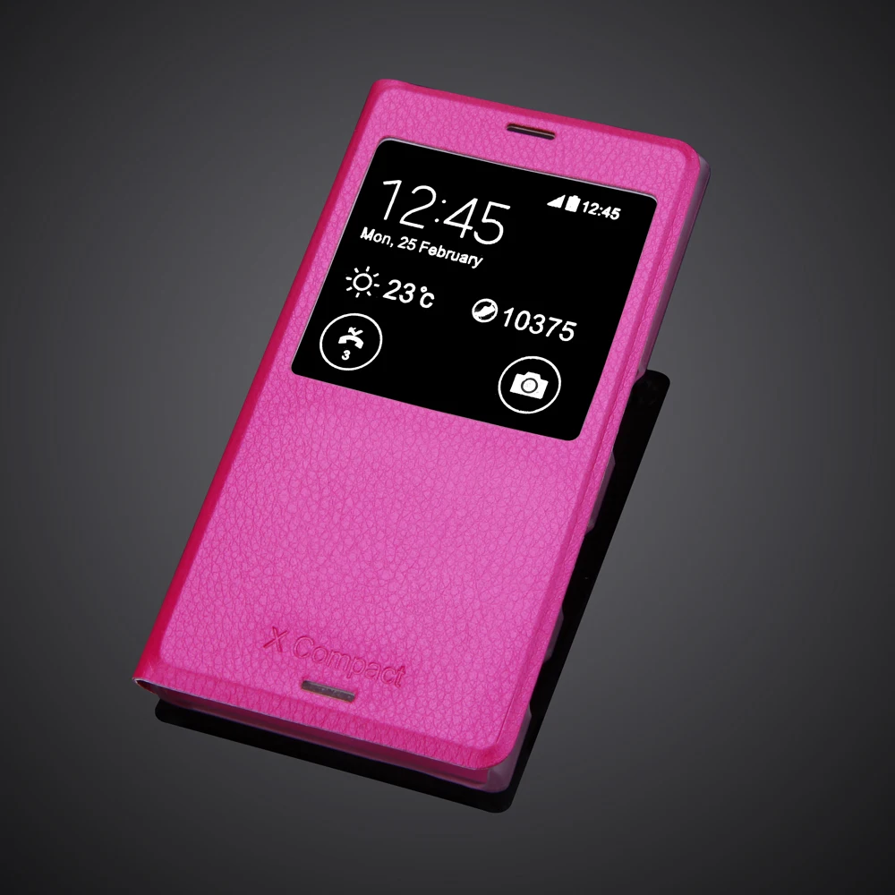 Флип-кейс с окошком для Sony Xperia X Compact PU кожаный чехол телефона Противоударная