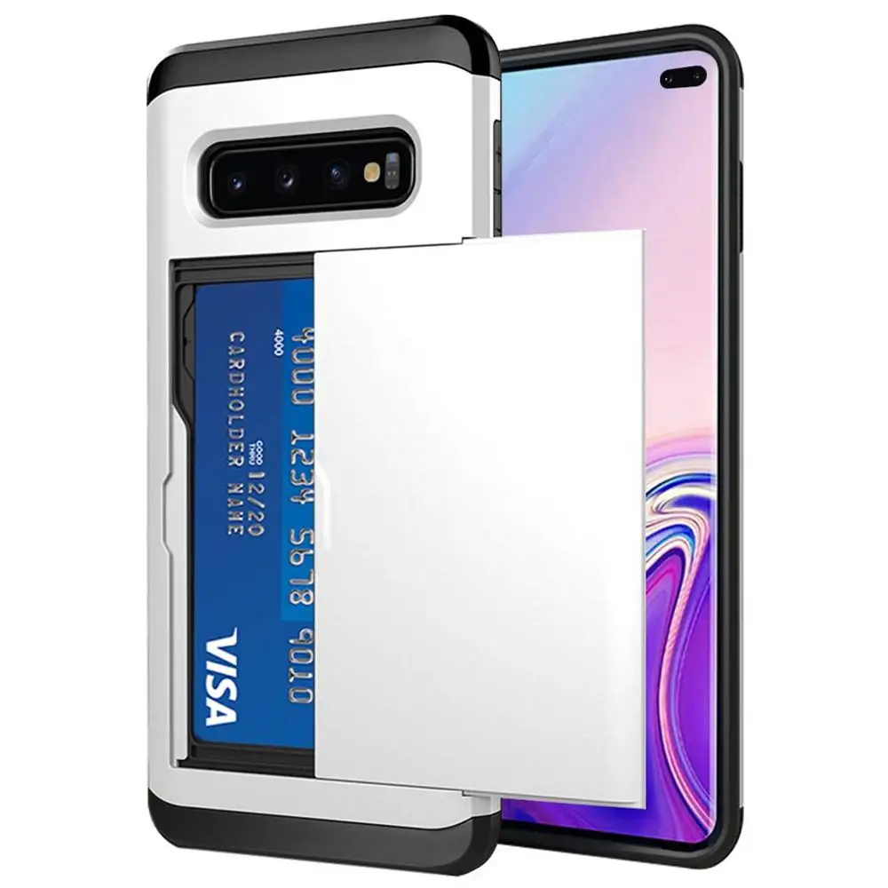 White Для samsung Galaxy S10 Plus S9 S8 S7 S6 Edge S5 S10E S10 5G чехол горка Броня кошелек слоты для карт держатель чехол для samsung Note 9 8 - Цвет: White