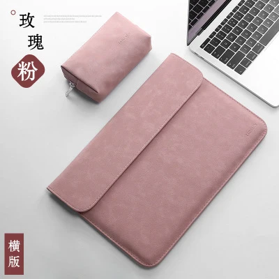 Scrub pink s1 Водонепроницаемый из искусственной кожи для ноутбука сумка для ноутбука 15,6 14 для Macbook Air 13 Чехол Pro 11 12 13,3 15 МАТОВЫЕ пакеты для Xiaomi Mi Тетрадь 13,3 - Цвет: Scrub pink s1