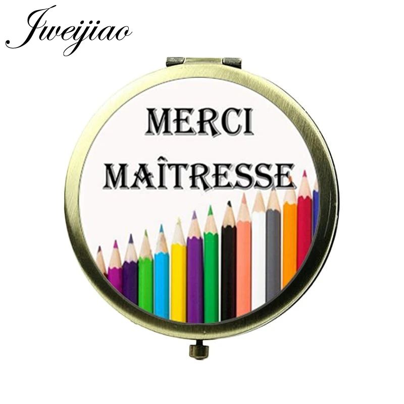 JWEIJIAO Merci Maitresse ABC французский Винтаж макияж зеркало Стекло Кабошон Античная